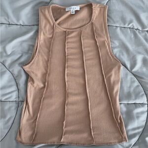 Tan Ribbed Sleeveless Top